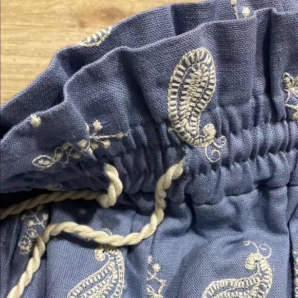House of Harlow Boho Embroidered Paisley Linen Blend Paperbag Shorts Sz L - Picture 5 of 13